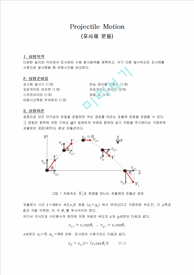 projectile motion(포사체 운동)   (1 )